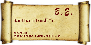 Bartha Elemér névjegykártya