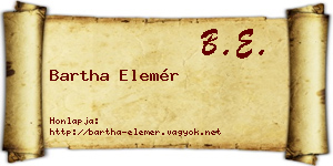 Bartha Elemér névjegykártya